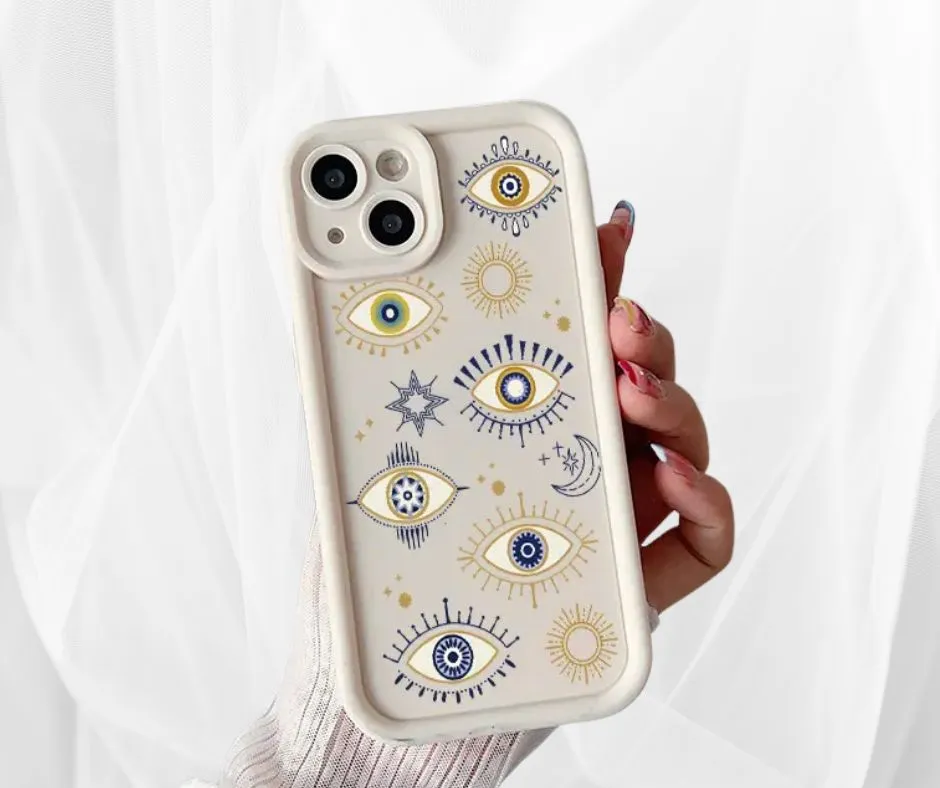 Antique Ivory Painted Eyes iPhone Case