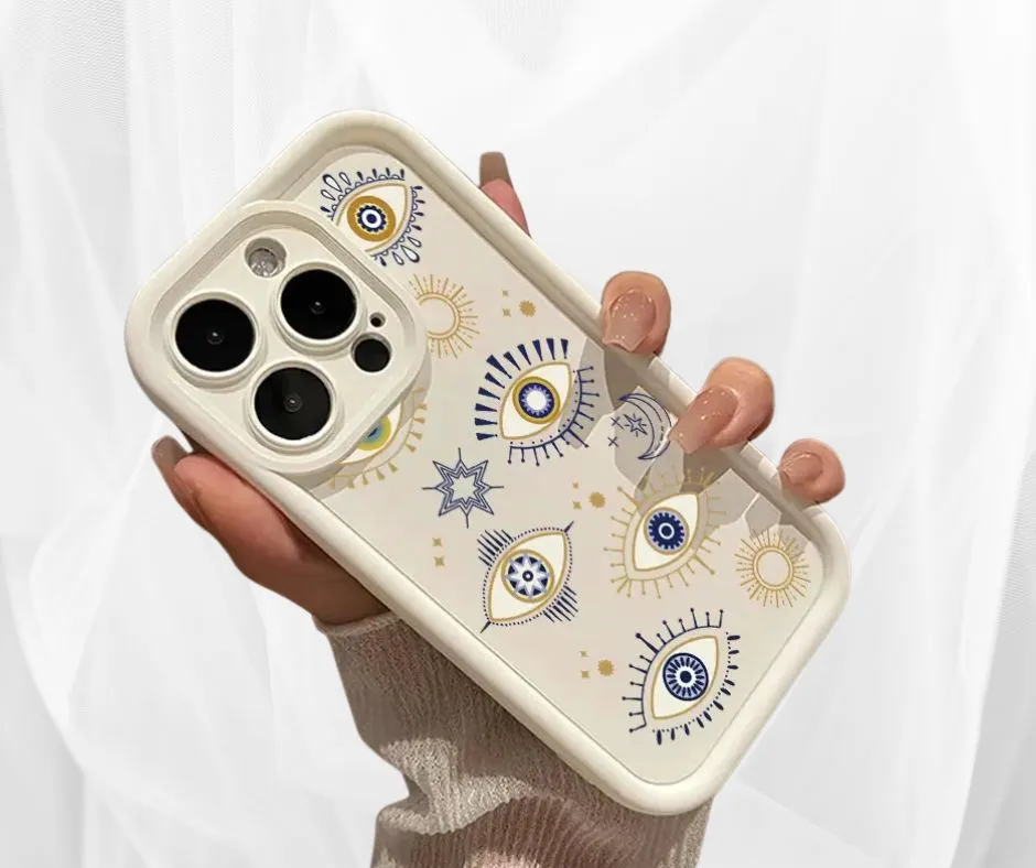 Antique Ivory Painted Eyes iPhone Case