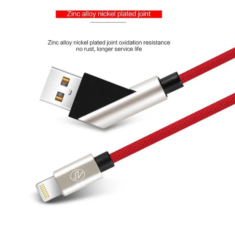 Apple iPhone 5/5S/SE 6/6S 7/8 7Plus/8Plus X/10 Fast Charge 6Ft 2.4Amp Angled Fabric Lightning USB Cable by Modes