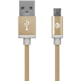 AT&T MC05-GLD Braided USB to Micro USB Charge & Sync Cable, 5ft (Gold)