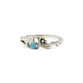 Banyan Contemporary Flower and Opal Heart Ring