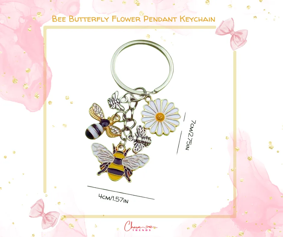 Bee Butterfly Flower Pendant Keychain🐝