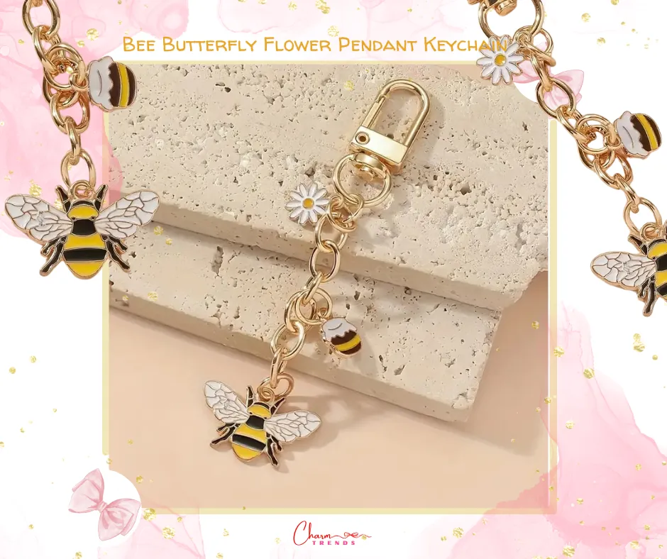 Bee Butterfly Flower Pendant Keychain🐝