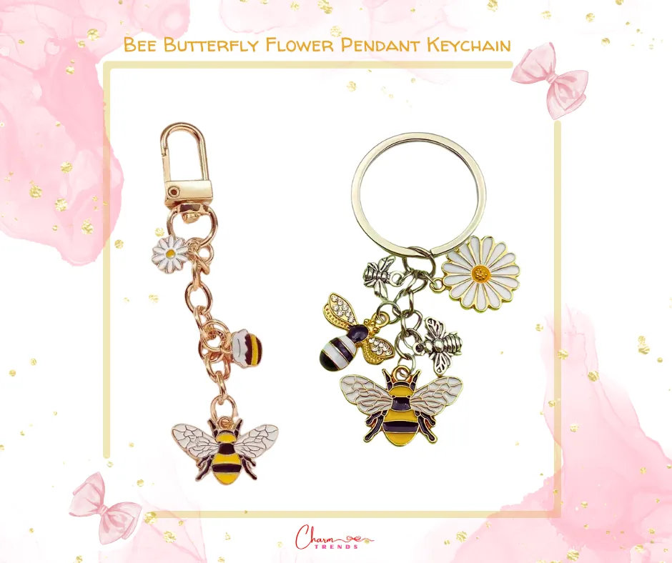 Bee Butterfly Flower Pendant Keychain🐝