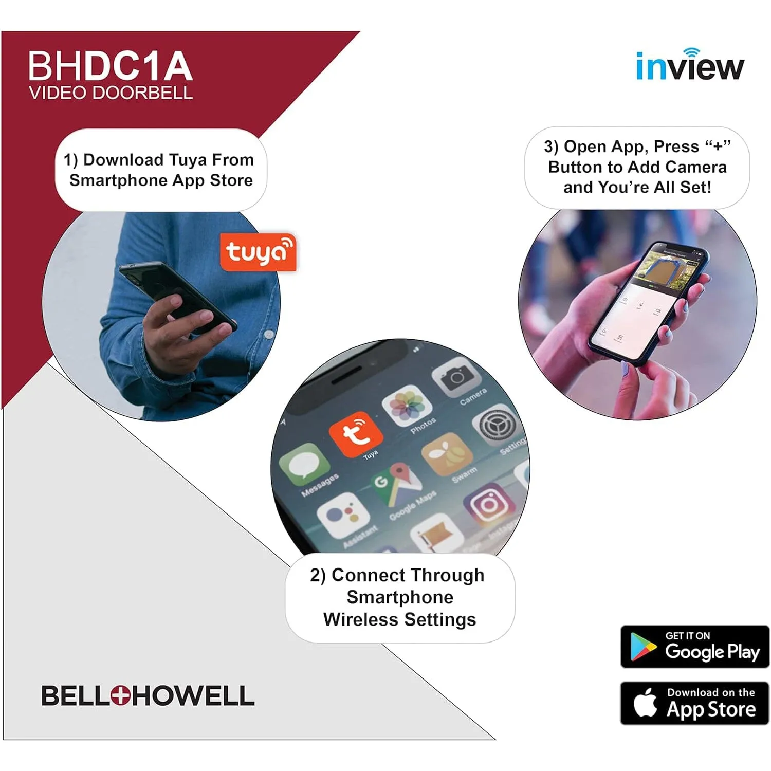 Bell Howell InView BHDC1 1080p Door Bell Camera   BHCH1A Chime Kit (White) (Refurbished)