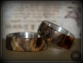Bentwood Rings Set - "Midwest" Buckeye Burl on Silver Core Classic Wood Ring Bands