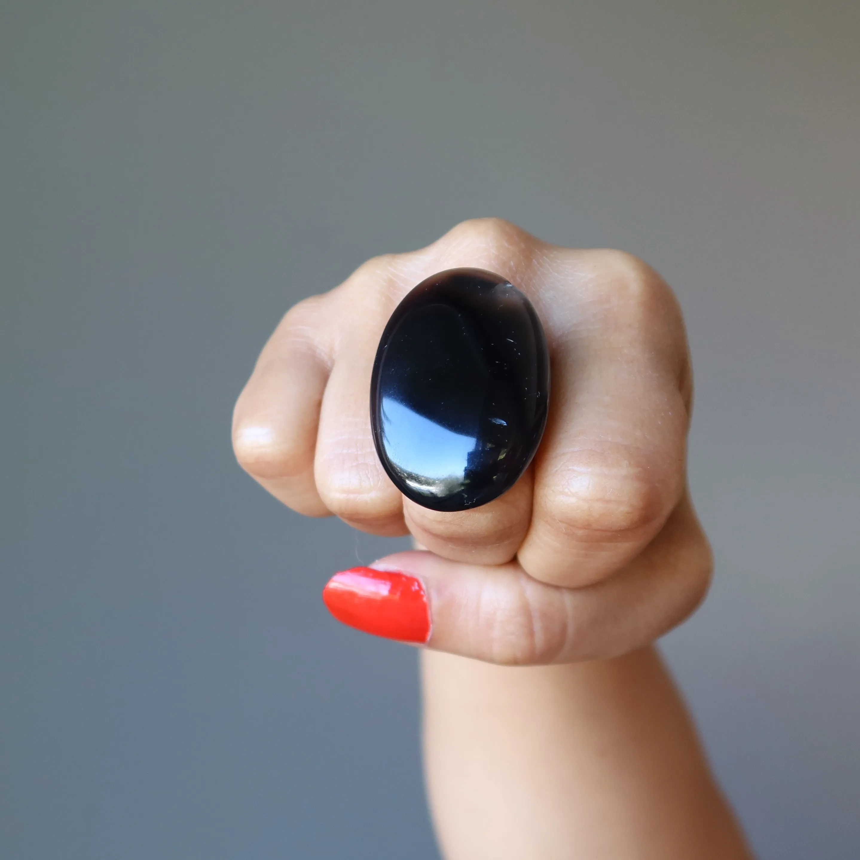 Black Agate Ring Large-in-Charge Power Stone Adjustable Bronze