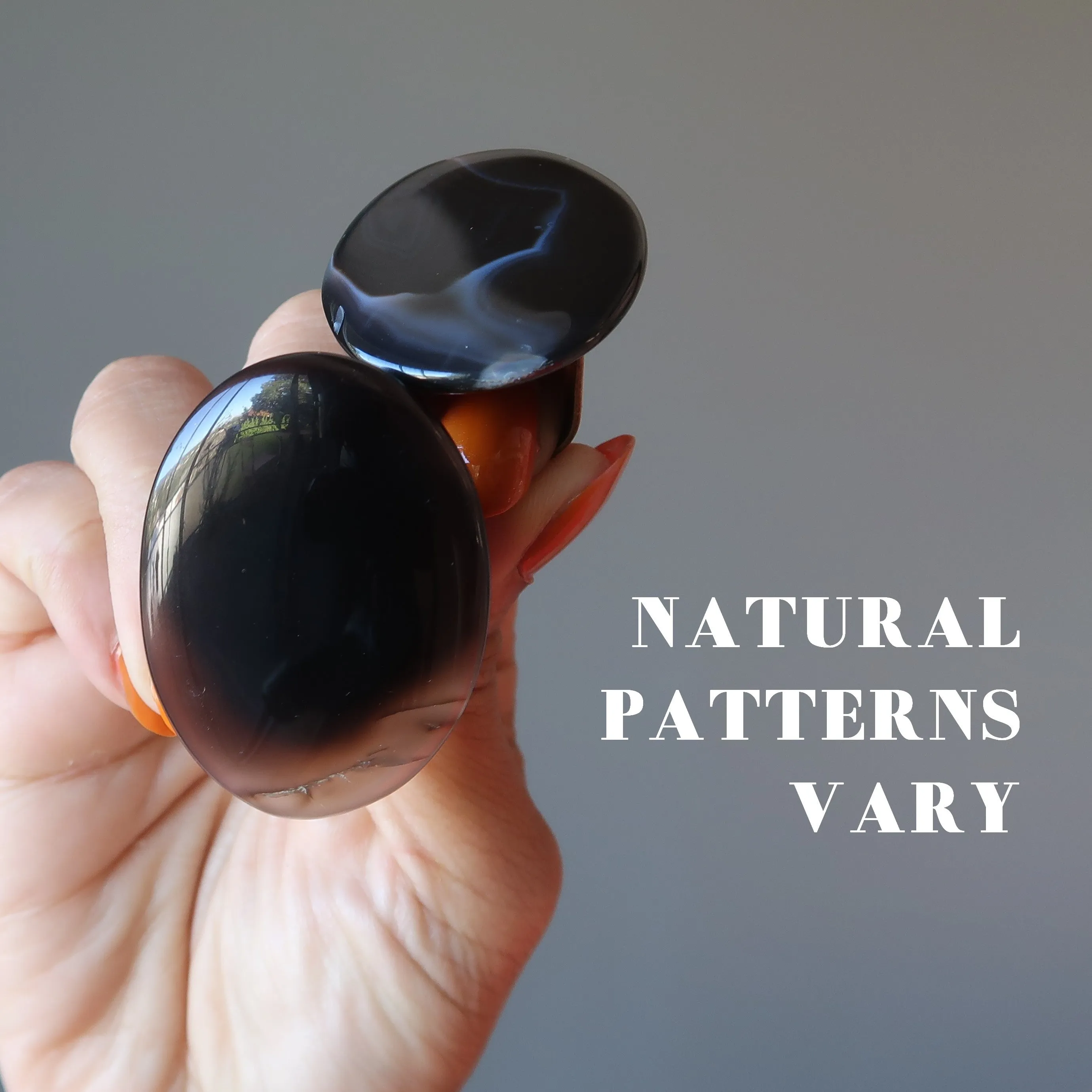 Black Agate Ring Large-in-Charge Power Stone Adjustable Bronze