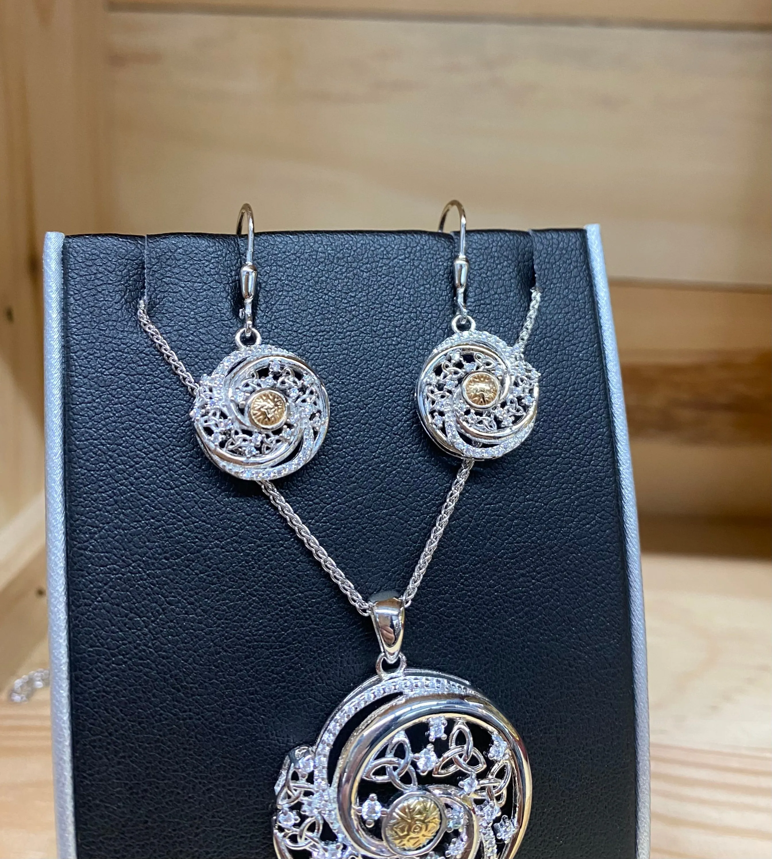 Boru® Solstice Earrings with Swirls and 18K Gold Bead