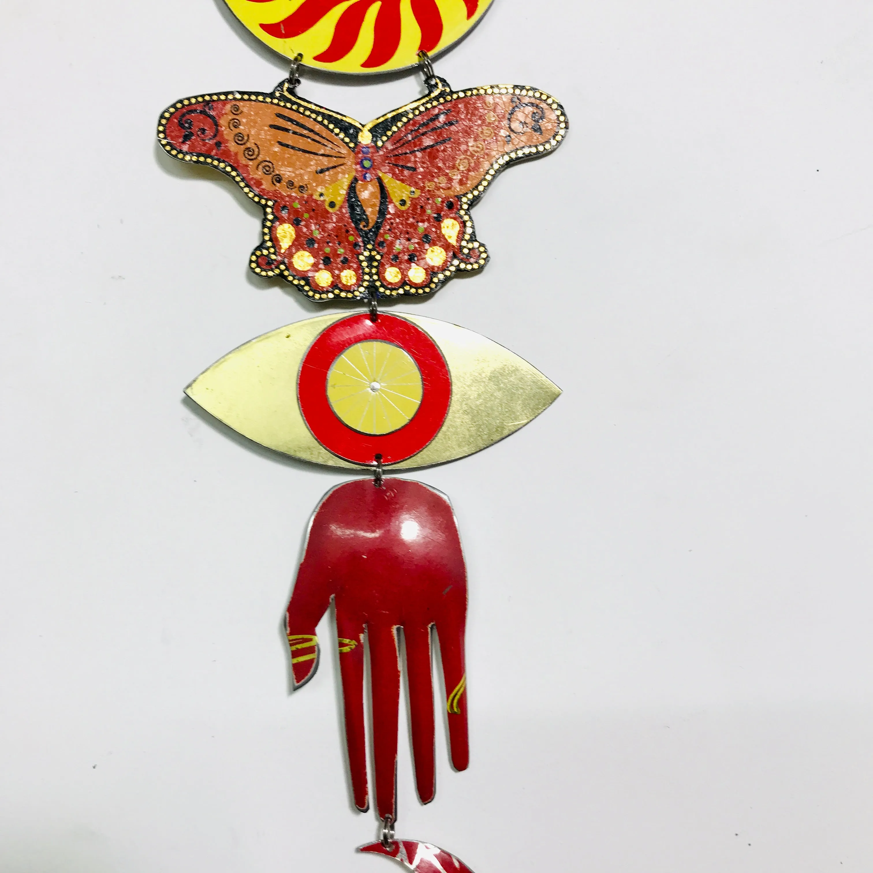 Butterfly & Red Sun Protective Eye Talisman Wall Hanging