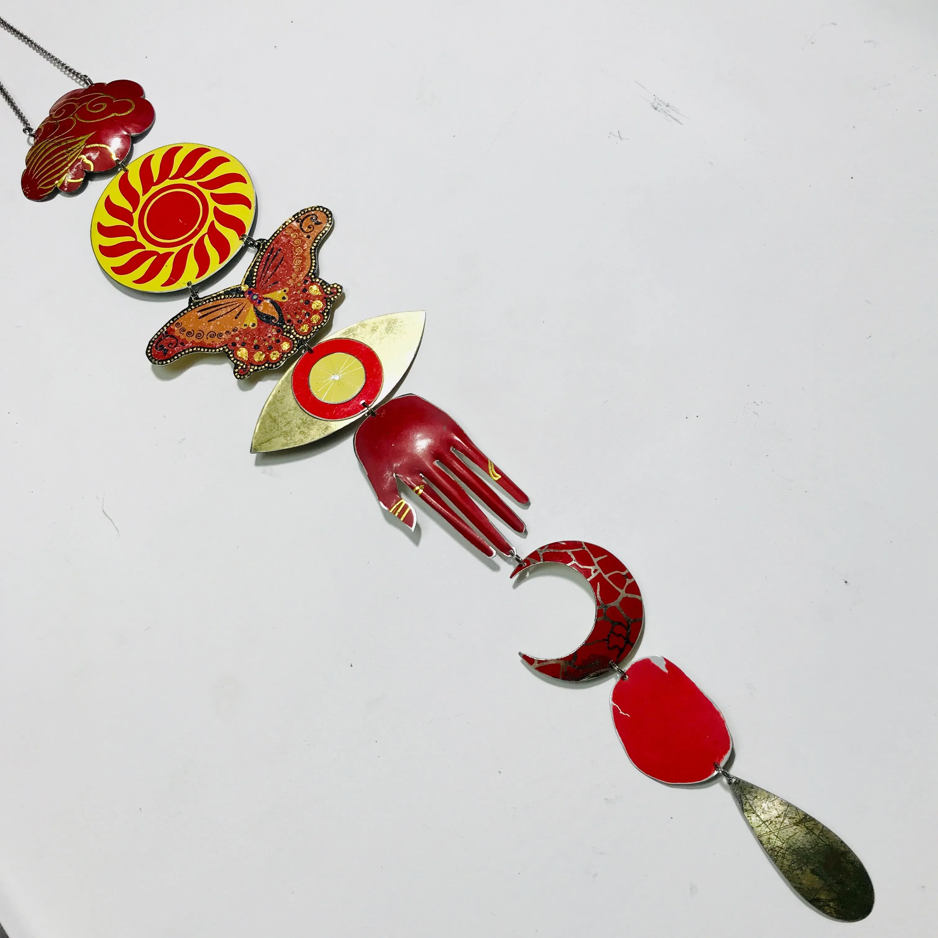Butterfly & Red Sun Protective Eye Talisman Wall Hanging