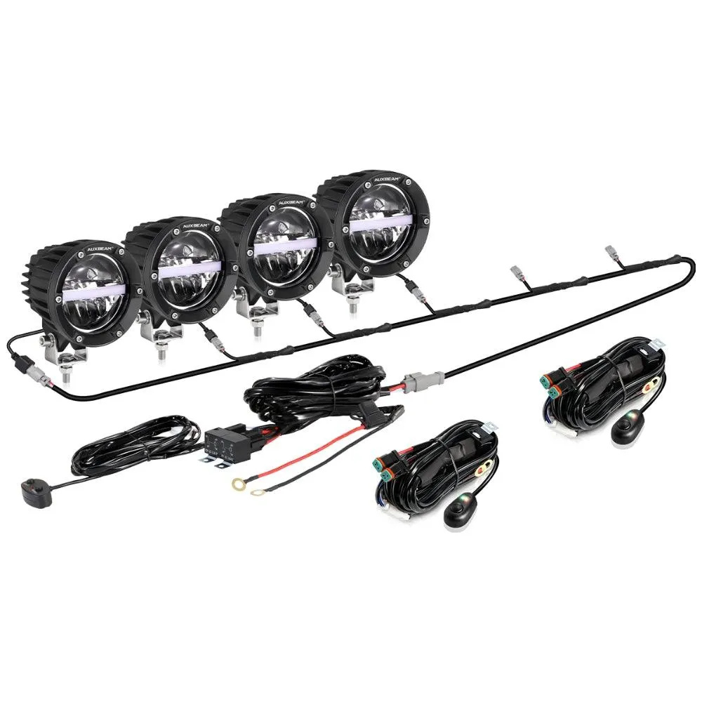 C4 Series | 4 Inch 110W 11000LM LED Pods Offroad LED Driving Lights with Amber DRL