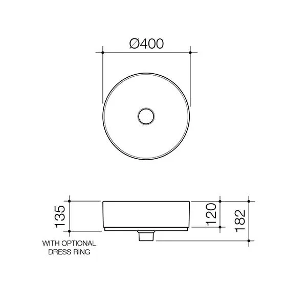 Caroma Liano II 400mm Round Above Counter Basin – Matte Black