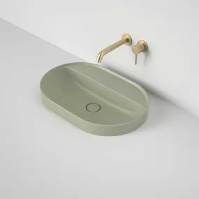 Caroma Liano II 600mm Pill Inset Basin with Tap Landing (0 Tap Hole) – Matte Green
