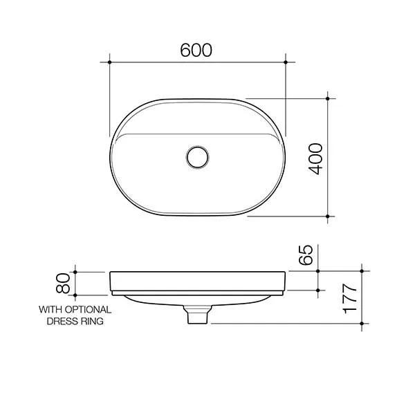 Caroma Liano II 600mm Pill Inset Basin with Tap Landing (0 Tap Hole) – Matte Green