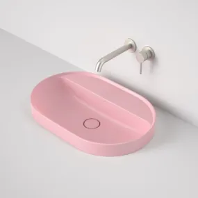 Caroma Liano II 600mm Pill Inset Basin with Tap Landing (0 Tap Hole) – Matte Pink