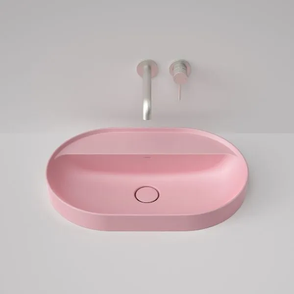 Caroma Liano II 600mm Pill Inset Basin with Tap Landing (0 Tap Hole) – Matte Pink