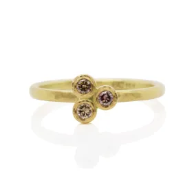 Champagne Diamond 3-Stone Ring in Yellow Gold