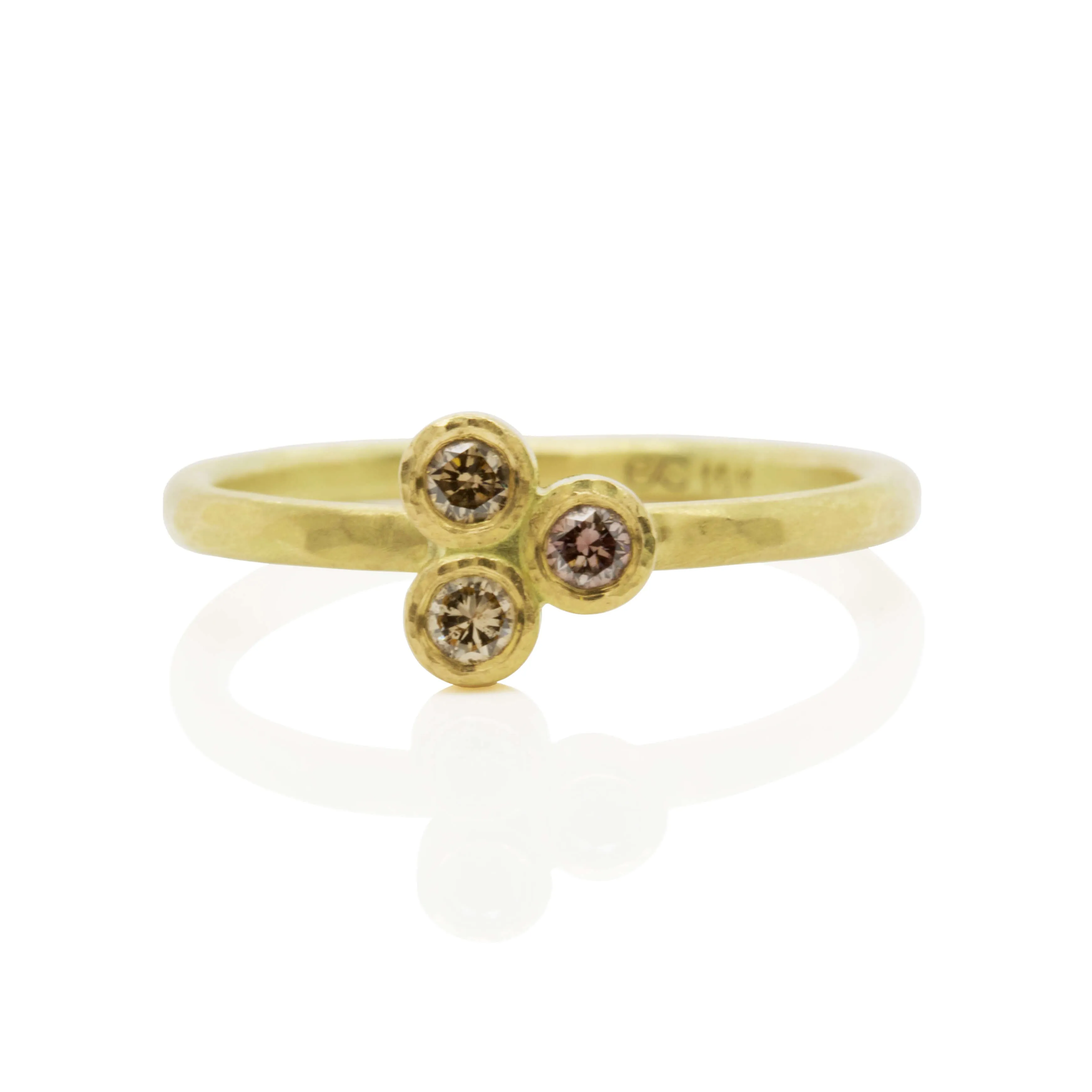 Champagne Diamond 3-Stone Ring in Yellow Gold