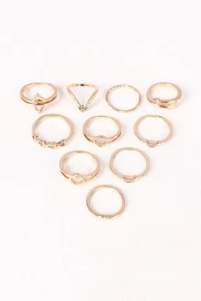 Crescent Arrow Multi Ring Set