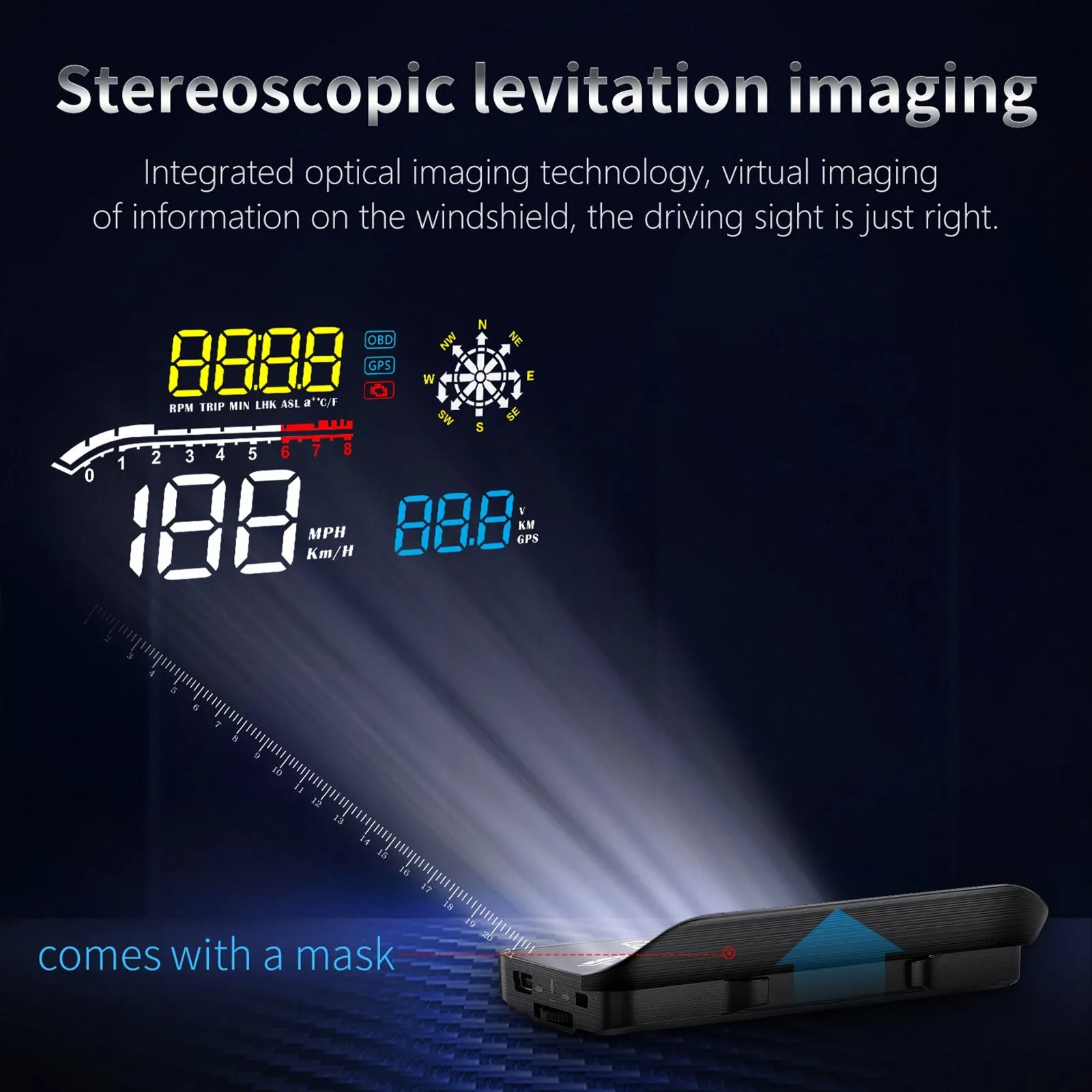 D1 Hud Car Head-up Display OBD and GPS Dual System Navigation