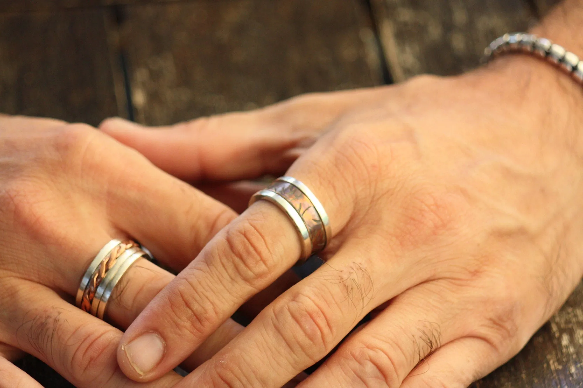 Double Spinner ring with copper braid