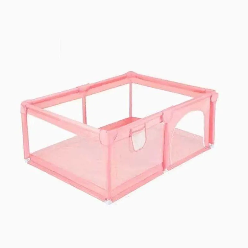 Dreeba Playpen for Kids Made of Durable Plastic with Soft, Padded Inner Lining and Safe Fence Includes 20 Colorful Plastic Balls, 2 Pull Rings and a Basketball Frame for Various Activities , 160x120x65 cm , JN-182-a
