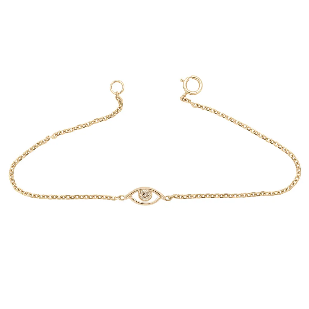 Evil Eye Bracelet - Yellow Gold & Champagne Diamond