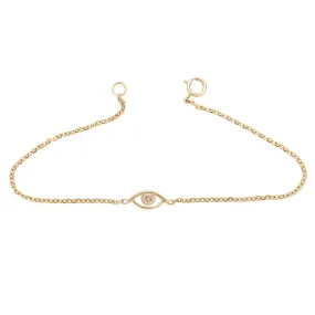 Evil Eye Bracelet - Yellow Gold & Champagne Diamond