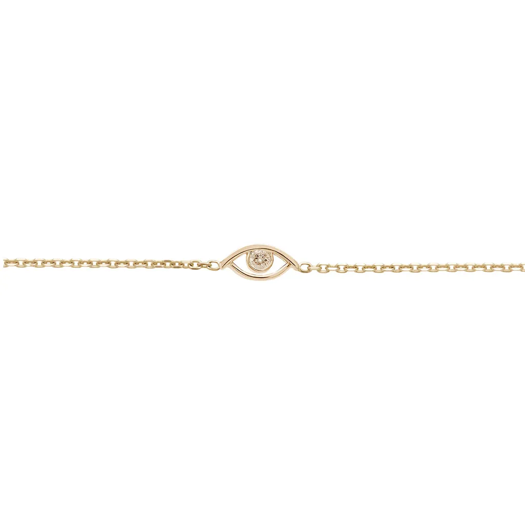 Evil Eye Bracelet - Yellow Gold & Champagne Diamond
