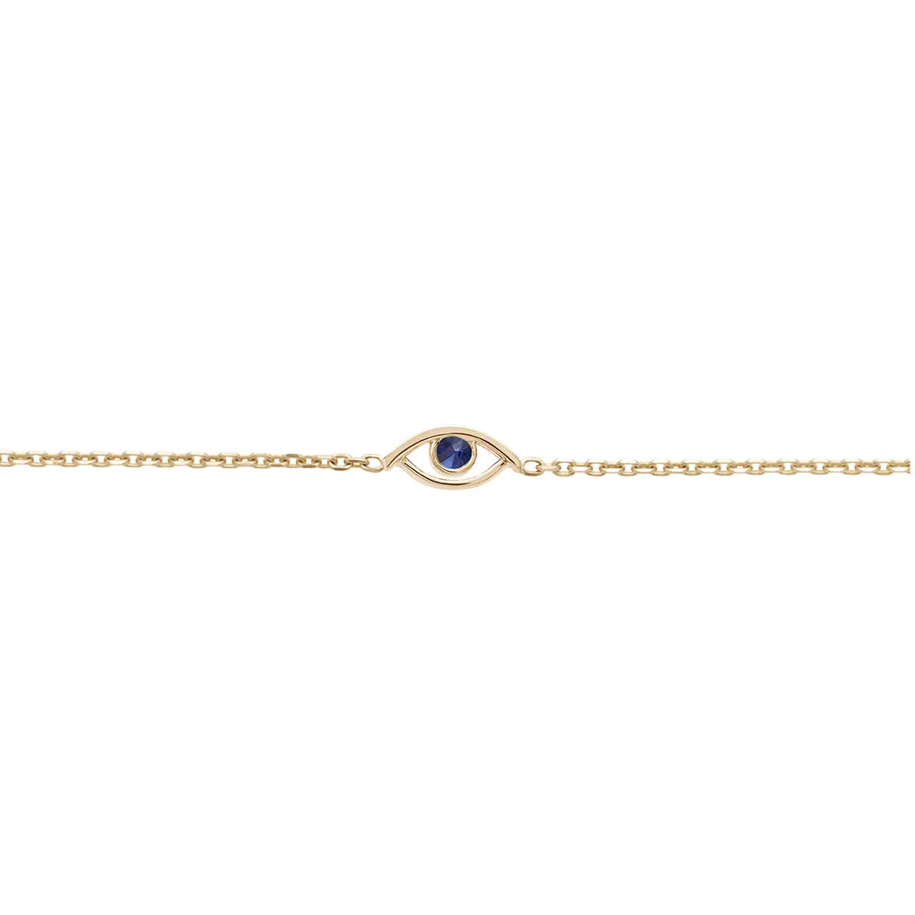 Evil Eye Bracelet - Yellow Gold & Sapphire