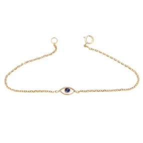 Evil Eye Bracelet - Yellow Gold & Sapphire
