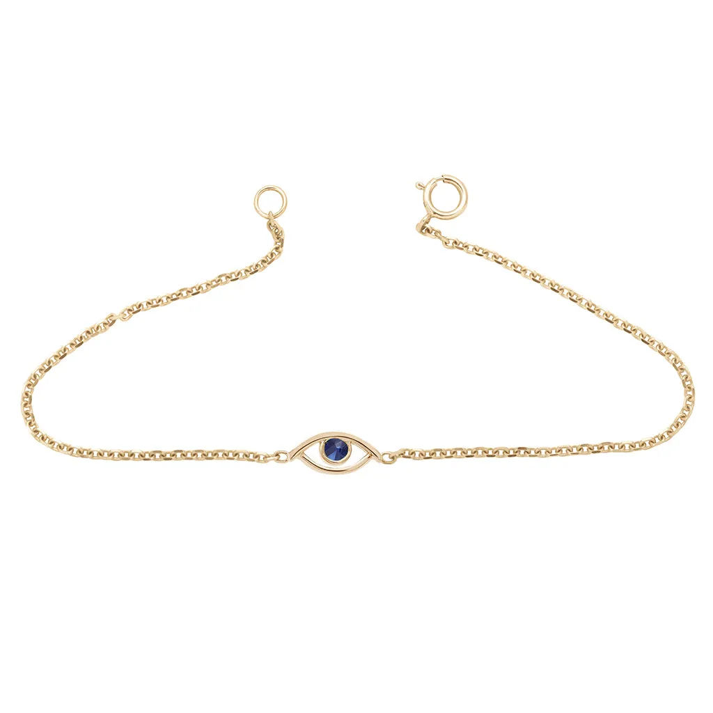 Evil Eye Bracelet - Yellow Gold & Sapphire
