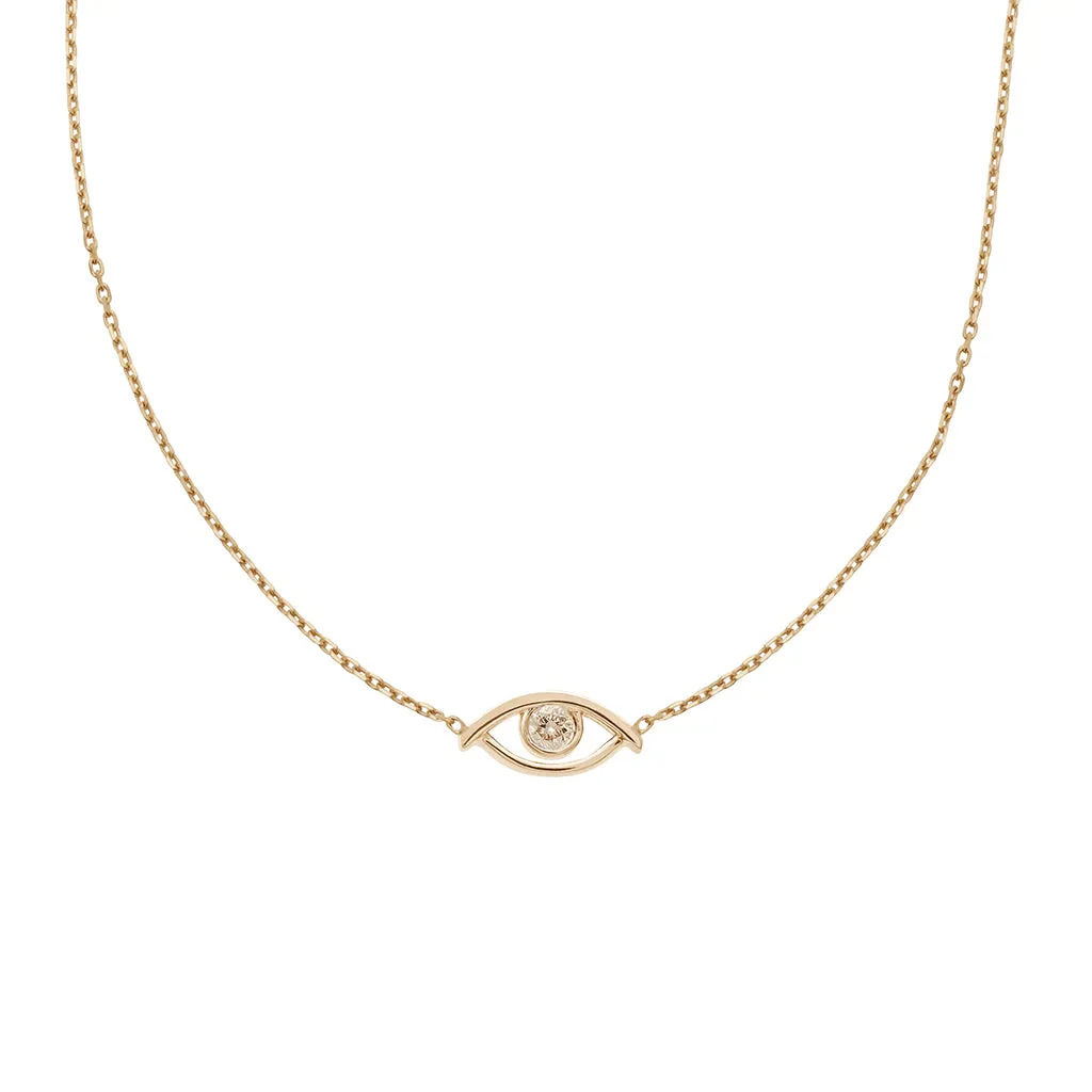 Evil Eye Choker - Yellow Gold & Champagne Diamond