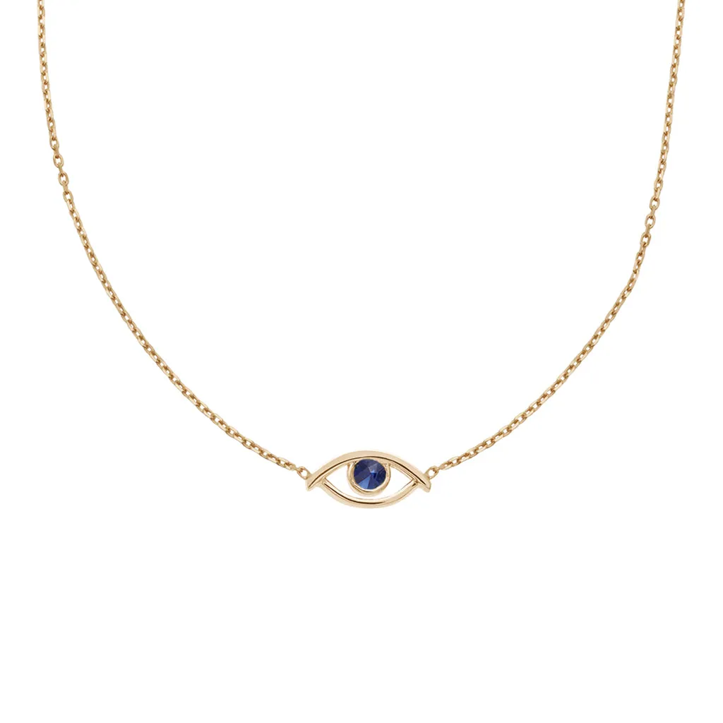 Evil Eye Choker - Yellow Gold & Sapphire