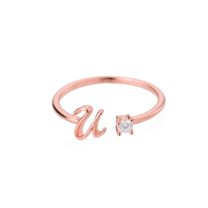 Exquisite Simple Initial Letter Rings For Women Stackable Name Stainless Steel Ring Couple Jewelry Wholesale BFF Gift For Sister