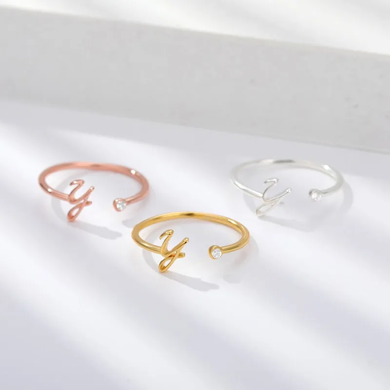 Exquisite Simple Initial Letter Rings For Women Stackable Name Stainless Steel Ring Couple Jewelry Wholesale BFF Gift For Sister