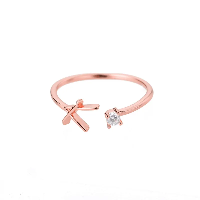 Exquisite Simple Initial Letter Rings For Women Stackable Name Stainless Steel Ring Couple Jewelry Wholesale BFF Gift For Sister