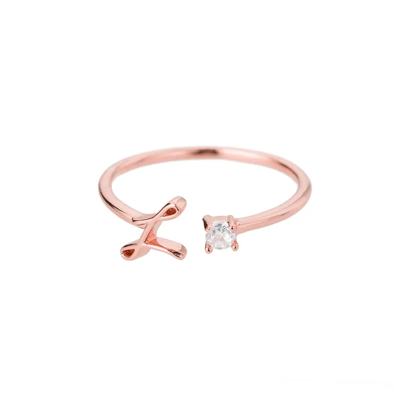 Exquisite Simple Initial Letter Rings For Women Stackable Name Stainless Steel Ring Couple Jewelry Wholesale BFF Gift For Sister