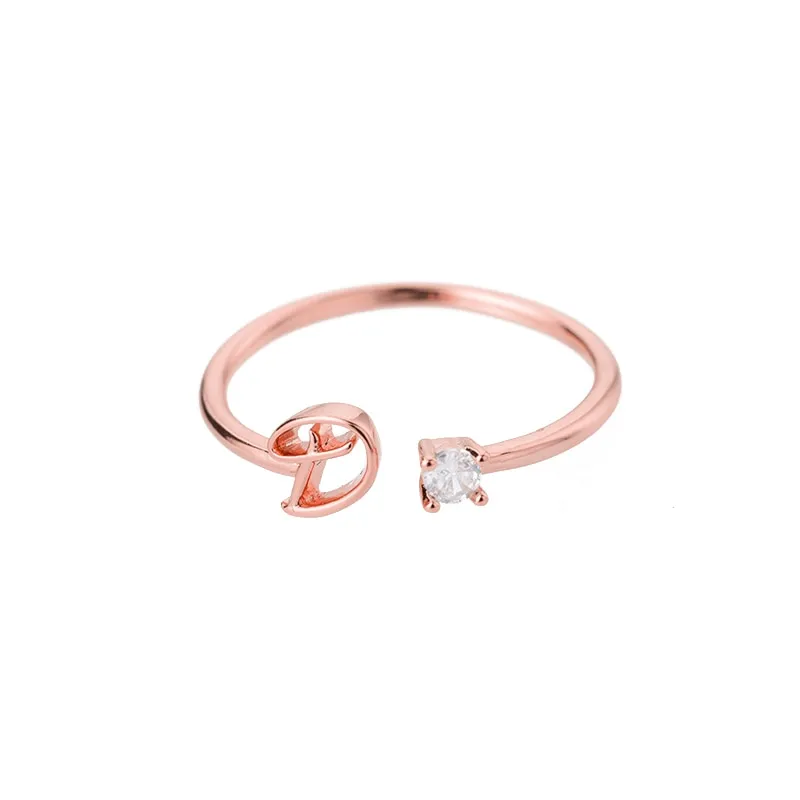 Exquisite Simple Initial Letter Rings For Women Stackable Name Stainless Steel Ring Couple Jewelry Wholesale BFF Gift For Sister