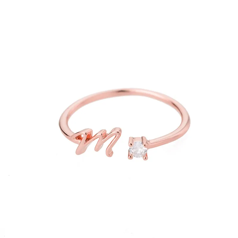 Exquisite Simple Initial Letter Rings For Women Stackable Name Stainless Steel Ring Couple Jewelry Wholesale BFF Gift For Sister