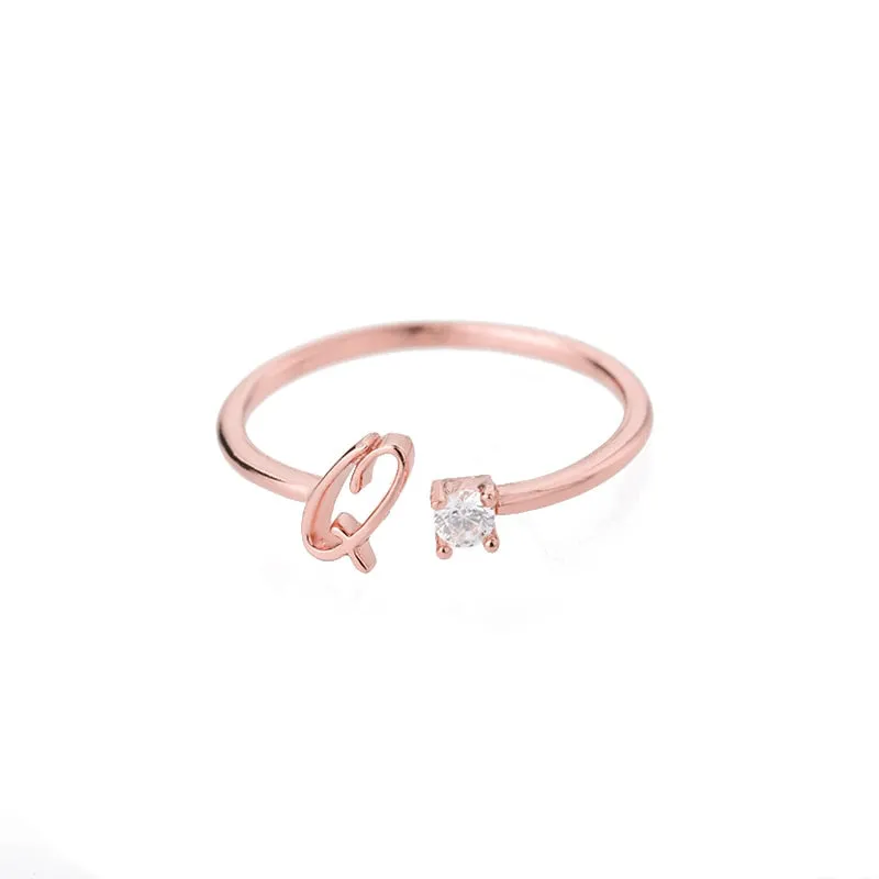 Exquisite Simple Initial Letter Rings For Women Stackable Name Stainless Steel Ring Couple Jewelry Wholesale BFF Gift For Sister