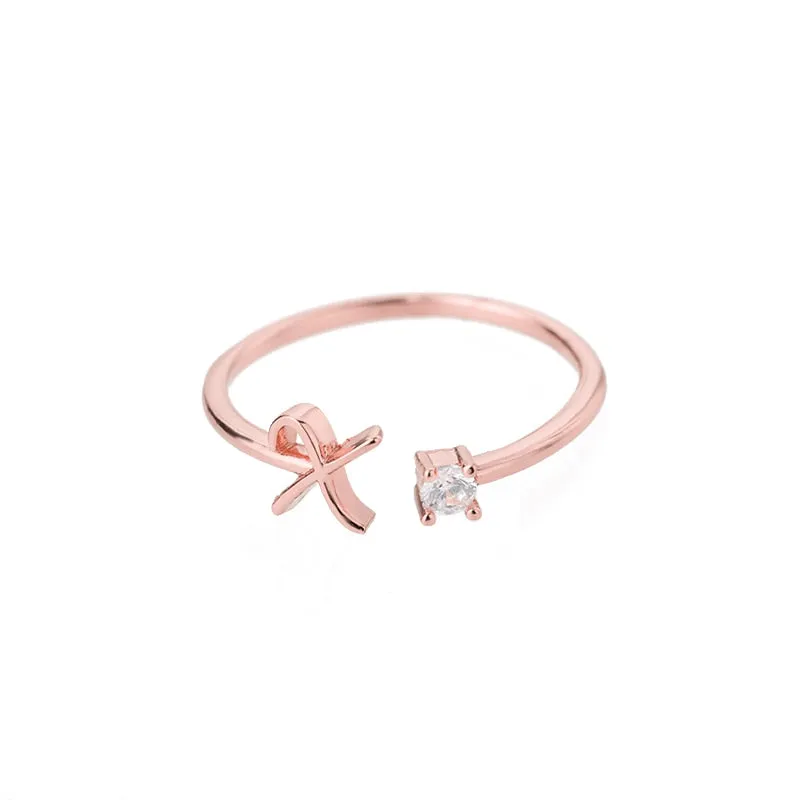 Exquisite Simple Initial Letter Rings For Women Stackable Name Stainless Steel Ring Couple Jewelry Wholesale BFF Gift For Sister