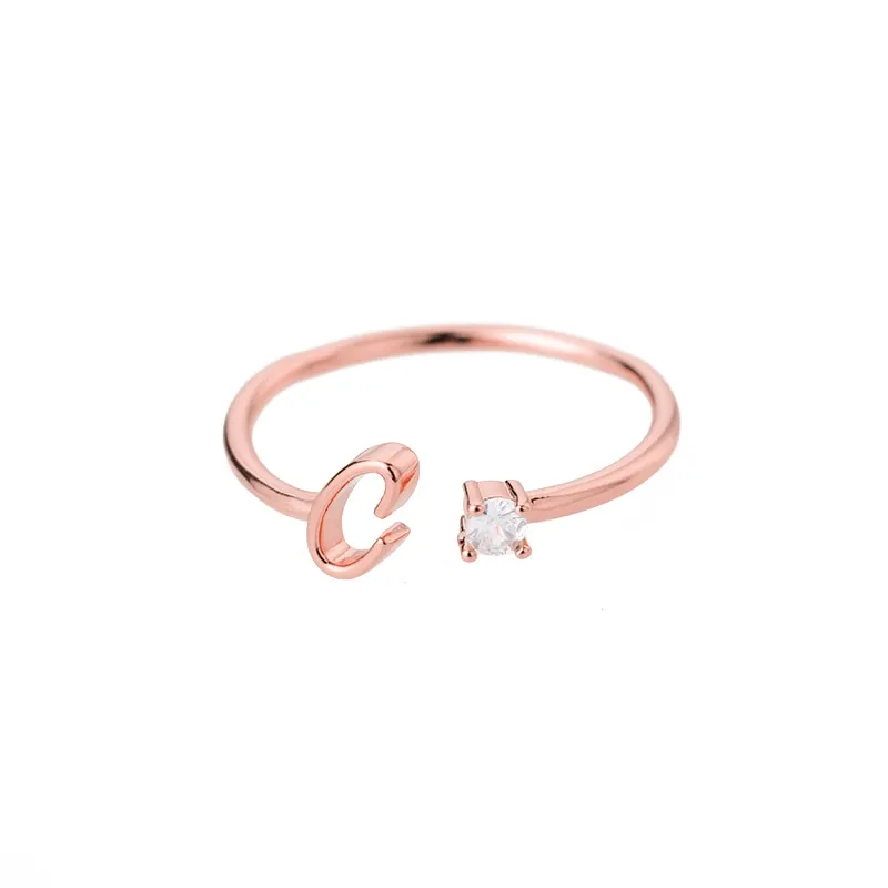 Exquisite Simple Initial Letter Rings For Women Stackable Name Stainless Steel Ring Couple Jewelry Wholesale BFF Gift For Sister