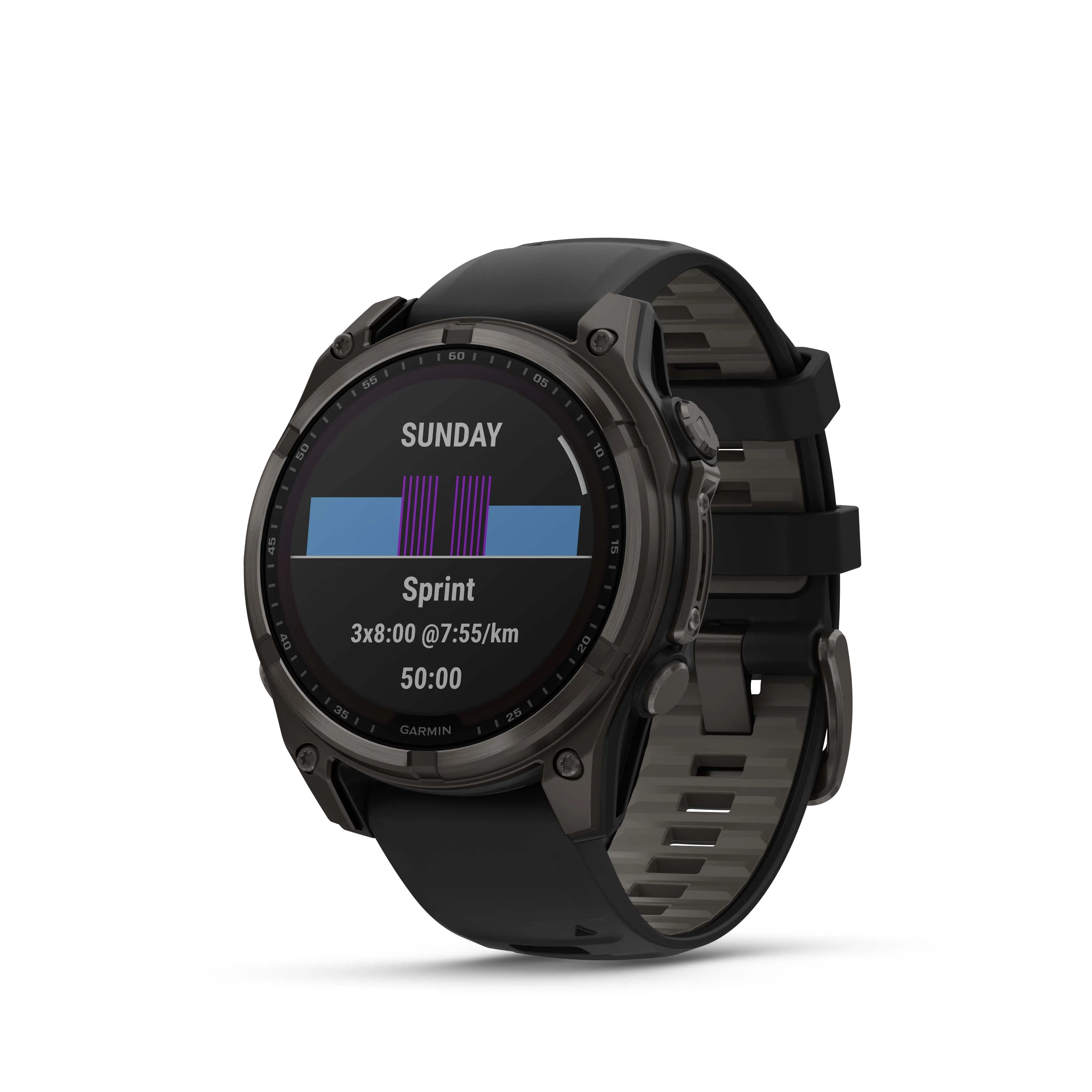 Fenix 8 Smartwatch, 47mm - Solar, Sapphire, Carbon Grey DLC Titanium With Black/Pebble Grey Silicone Band - 010-02906-11
