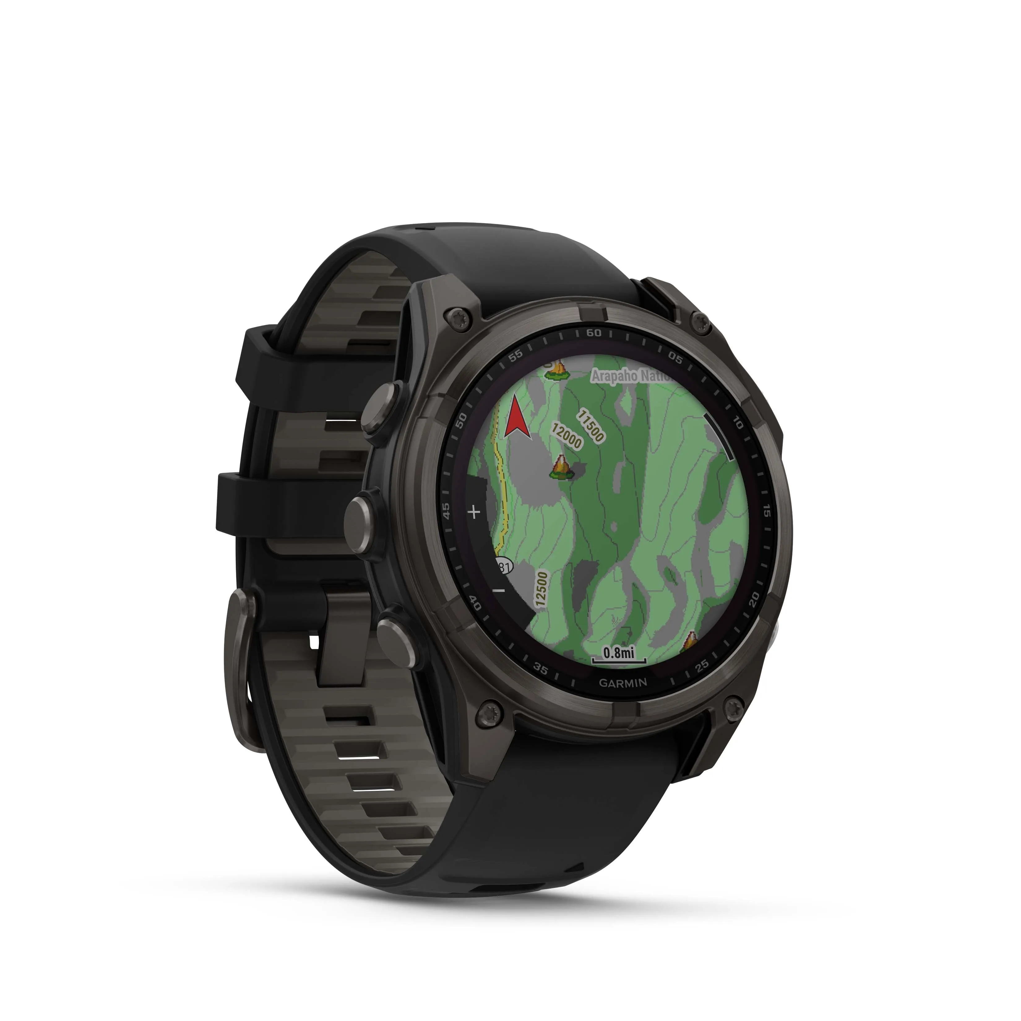Fenix 8 Smartwatch, 47mm - Solar, Sapphire, Carbon Grey DLC Titanium With Black/Pebble Grey Silicone Band - 010-02906-11