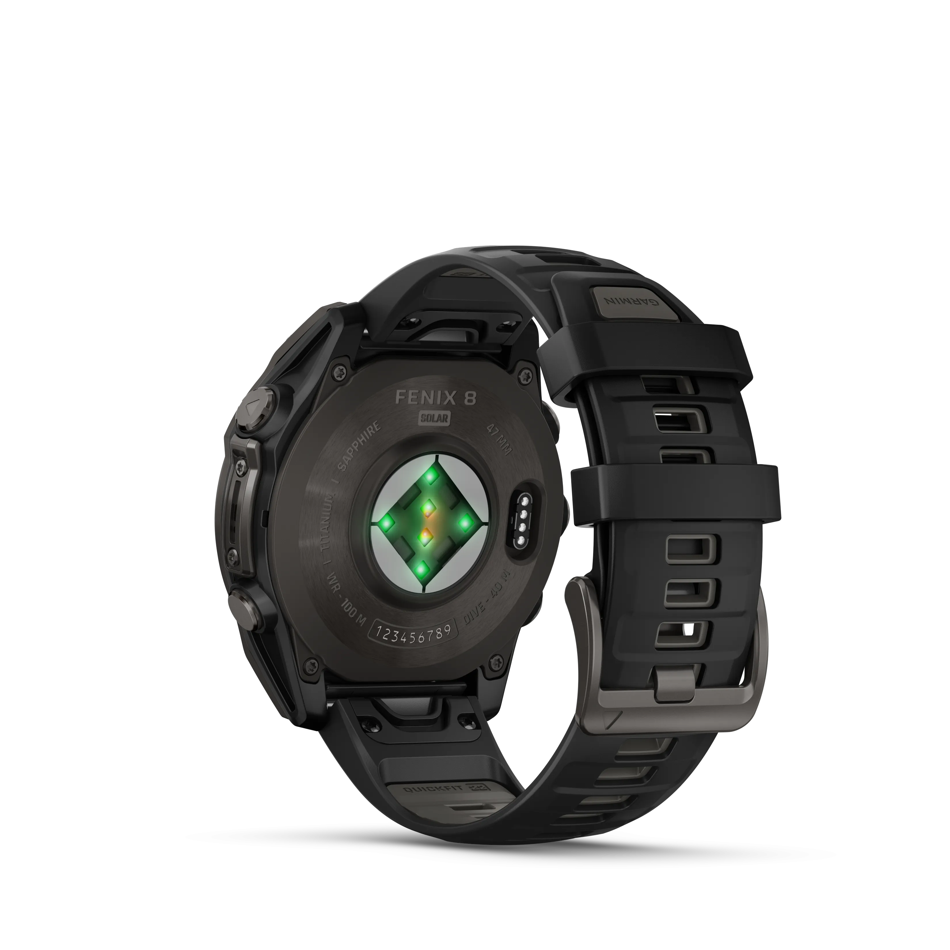 Fenix 8 Smartwatch, 47mm - Solar, Sapphire, Carbon Grey DLC Titanium With Black/Pebble Grey Silicone Band - 010-02906-11