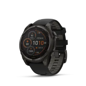Fenix 8 Smartwatch, 47mm - Solar, Sapphire, Carbon Grey DLC Titanium With Black/Pebble Grey Silicone Band - 010-02906-11