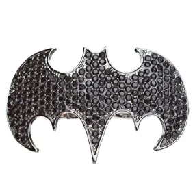 Fun Bat Crystal Two Finger Stretch Adjustable Ring Hematite Black
