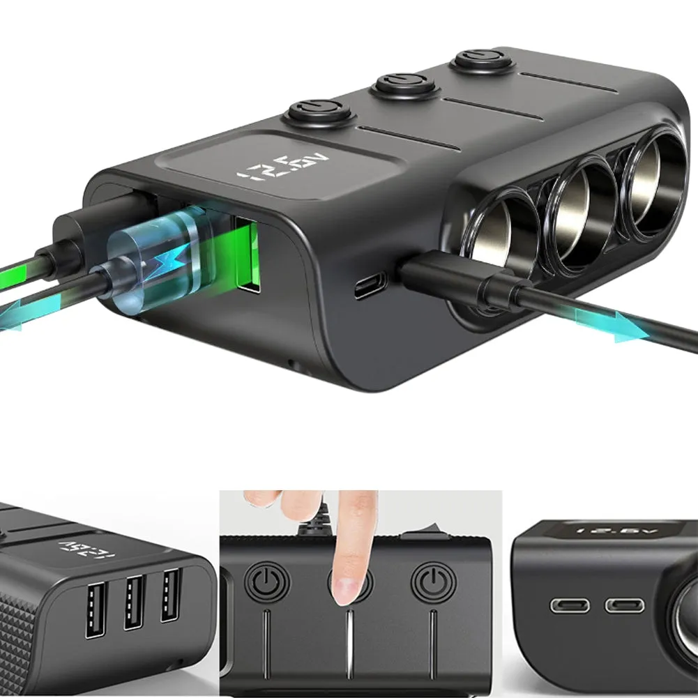 GC01 Car Cigarette Lighter 120W USB PD Fast Charge Adapter 3